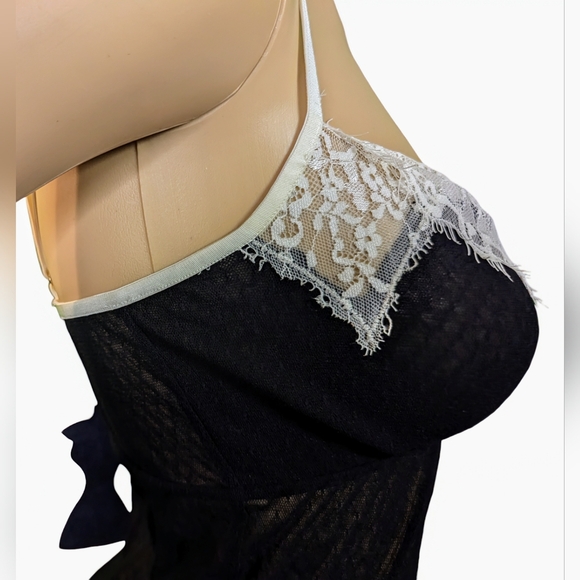 Tia Lyn Long Lace Chemise Small Black and White - Picture 3 of 7